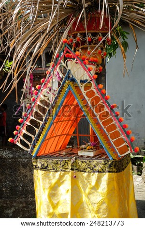 A small shrine by the roadside in Bali, set out for the Galungan and Kuningan festival.