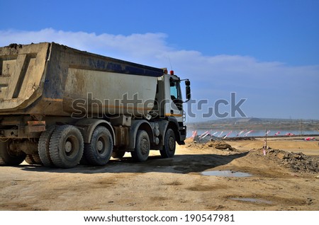 Tipper truck on the construction site