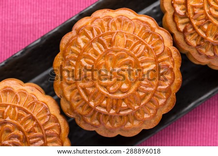 Chinese famous food--Mooncakes,which are Chinese pastries traditionally eaten during the Mid-Autumn Festival / Zhongqiu Festival(the third major festival of the Chinese calendar).