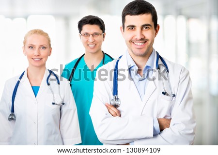 Portrait of a smart young doctors standing in a hospital