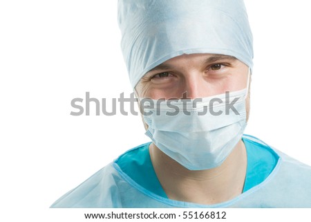Male surgeon in scrubs uniform