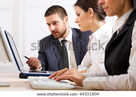 Business people team working in the office with laptop