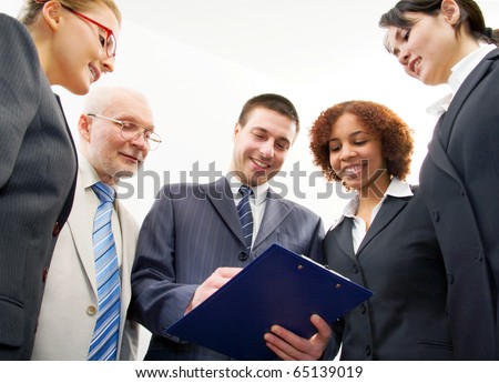 Group of five business people