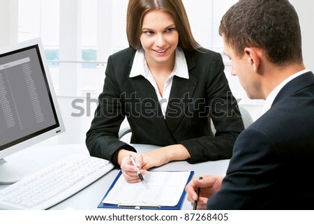 Happy business partners in an  modern office