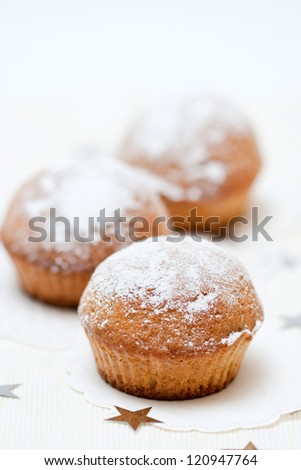 Christmas cupcakes on white background