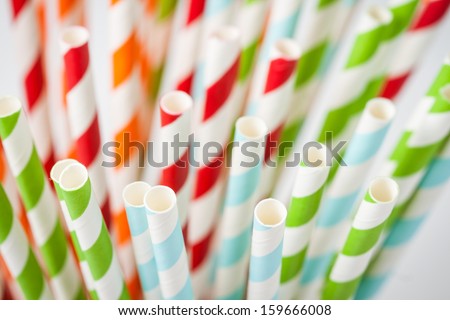 Closeup of colorful paper straws