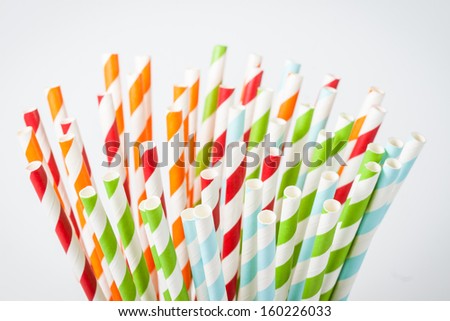 Closeup of colorful paper straws