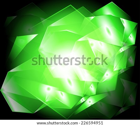 Abstract yellow background green lighting of geometric shapes in abstract modern art design