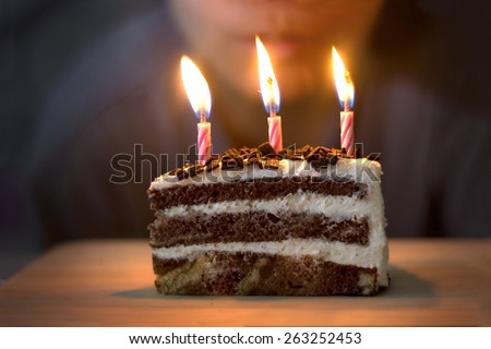 Blow out candles on birthday Cake