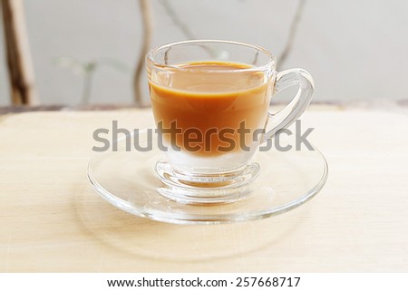 A Glass of Milk Tea in Garden