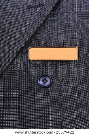 name tag on the business suit