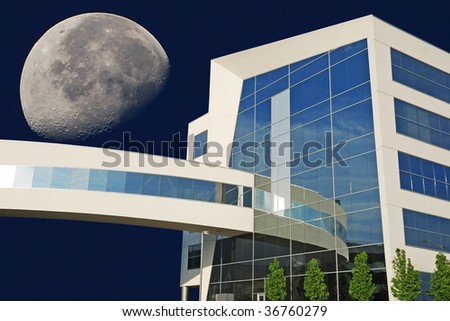 office building over the moon