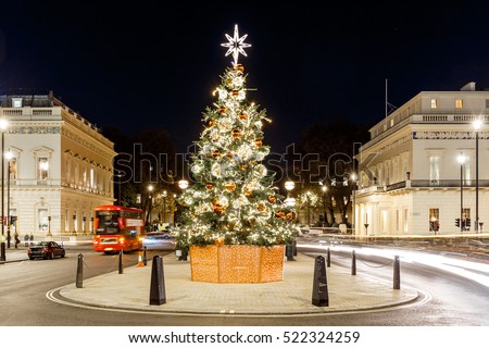 Christmas tree on Waterloo place in 2016, London, England