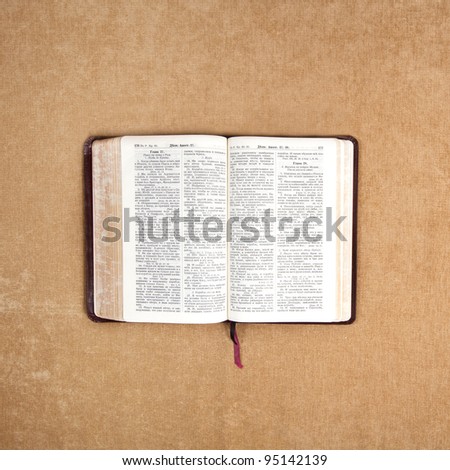 Russian Bible in the light brown background