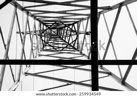 Photo of an electrical pillar taken from below. Composition based on rule of thirds.
