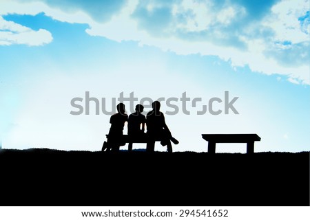 The silhouette of three friend sitting together, concept of friend needed