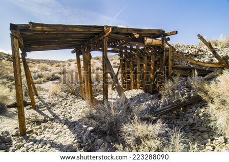 Boarded up old pumice mine shaft, Mono County California