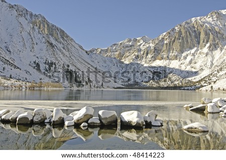 Convict Lake in winter near Mammoth Lakes, CA.