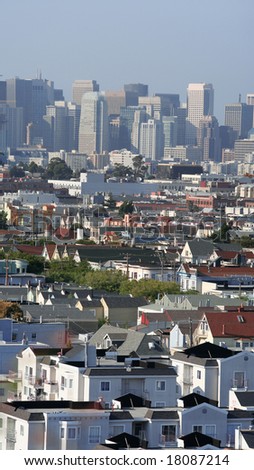 San Francisco skyline. Vertical panorama