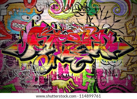 Graffiti wall vector urban art