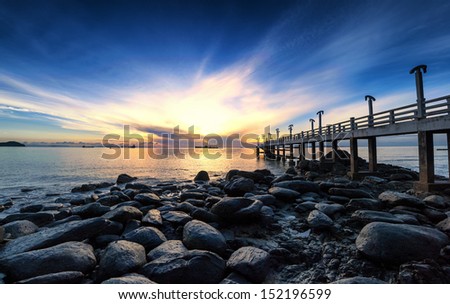 Sea pier sunset photography
