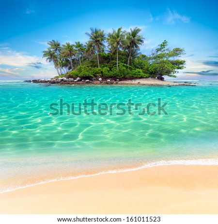 Tropical Island And Sand Beach Exotic Travel Background Landscape