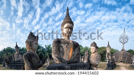 Laos Buddha park.Tourist attraction and public park in Vientiane