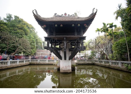 Hanoi, Vietnam. One Pillar Pagoda. Famous Buddhist temple and popular tourist attraction