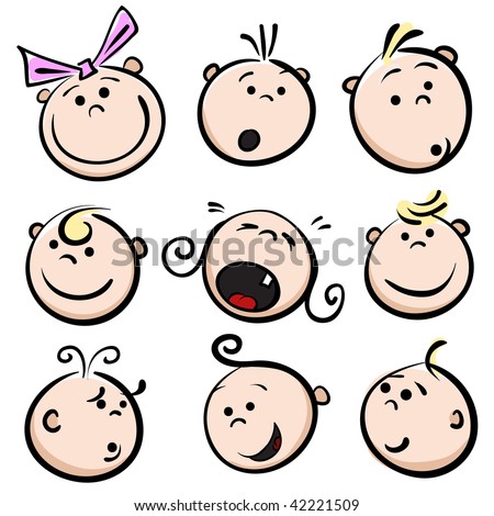 Cute Baby on Face Character  Boys  Girls  Child Baby Cartoon Stock Vector 42221509