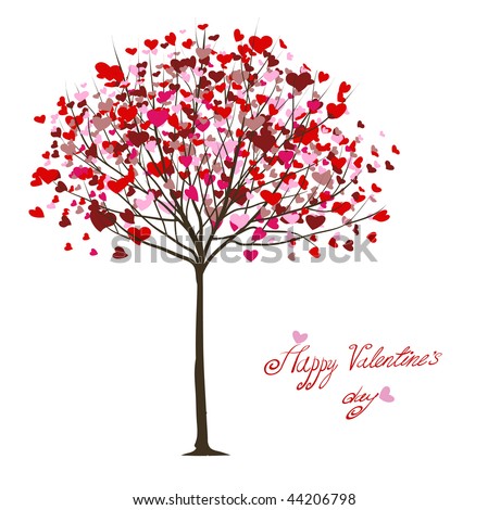 Valentine Heart on Valentine Tree With Hearts Stock Vector 44206798   Shutterstock