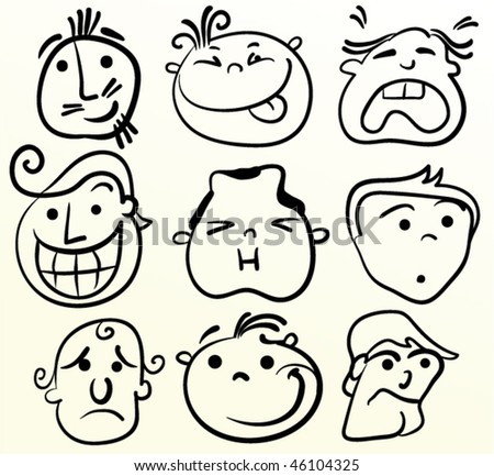 emotions faces cartoon. stock vector : Cartoon vector