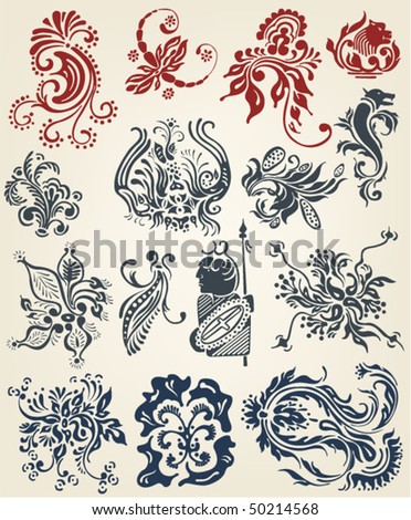 stock vector tattoo floral elements vintage vector design
