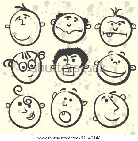 Cartoon Men Face Stock Vector Illustration 51140146 : Shutterstock