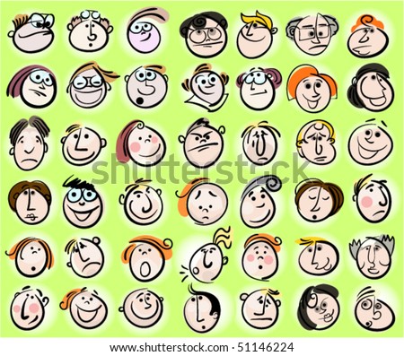 people images cartoon. stock vector : Face people doodle, cartoon avatar persons