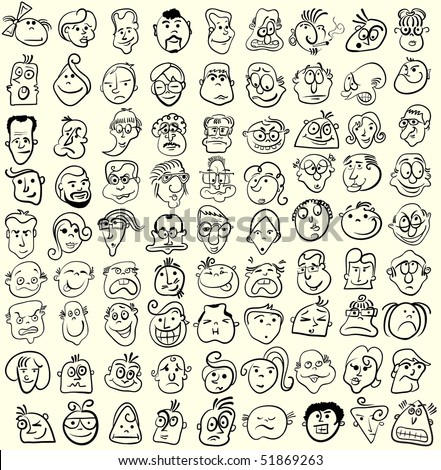 funny faces cartoon drawings. stock photo : Face caricature