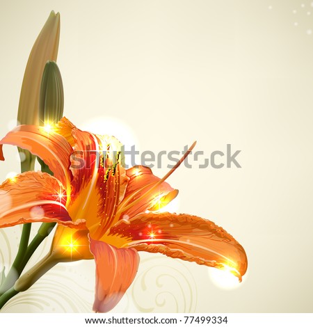 stock photo Lily flower abstract background wedding card template