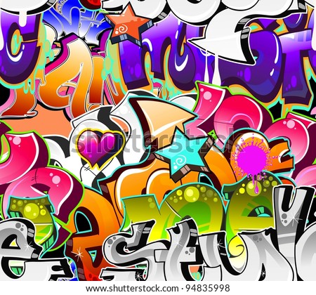 Graffiti Backgrounds on Graffiti Background Urban Art  Seamless Texture Stock Vector 94835998