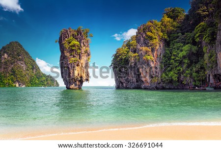 James Bond island near Phuket in Thailand. Famous landmark and famous travel destination