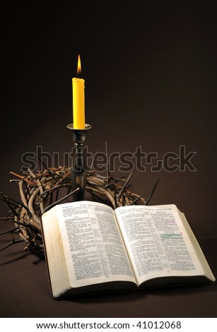 Bible and crown of thorns