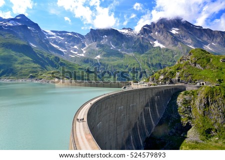 The Moserbooden dam in Austria Alps. Hydroelectric power plant near from Kaprun.