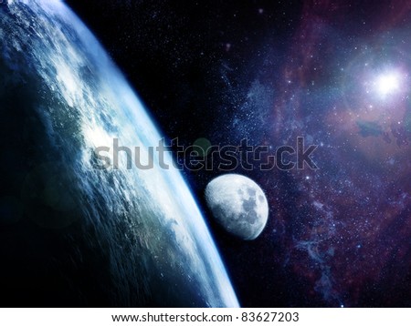 Earth and moon from space