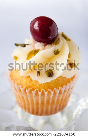 Cupcake with cranberry and pistachios
