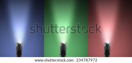 Led torch with colored beam of light