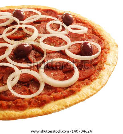 A Pepperoni pizza on a white background