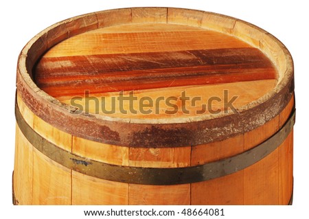 Wood barrel isolated on white with a clipping pathÂ 