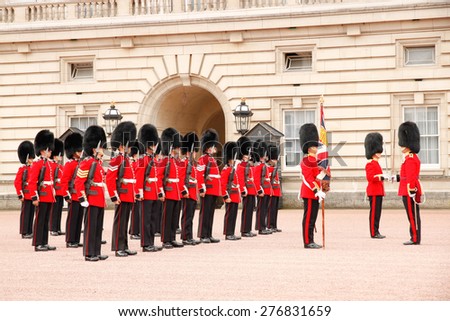 London, UK - September 6 2010 : changing of the guard in Buckingham Palace in London, Great Britain