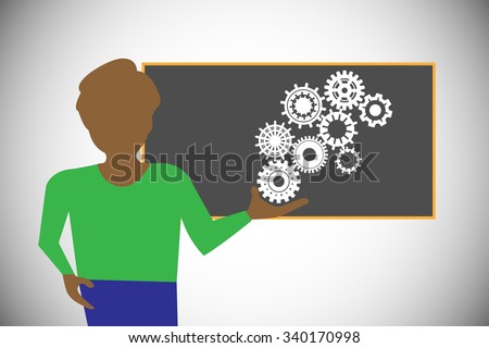 Tutor presenting the technology concepts, this can be used for classroom training, learning, presentation, applications, innovations, creativity, lecture, technology tuition, 	\
education, graduation