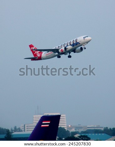 Bangkok Thailand - January 18, 2015 : Air Asia airplane take off from Don Mueang Airport