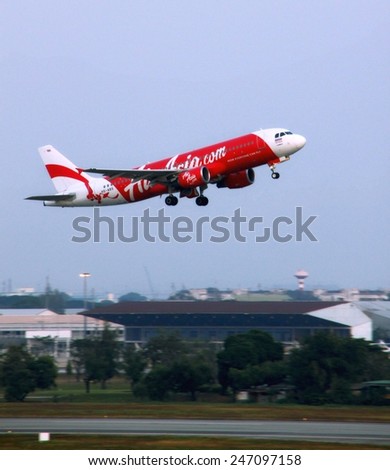 Bangkok Thailand - January 18, 2015: Air Asia airplane take off from Don Mueang International Air port