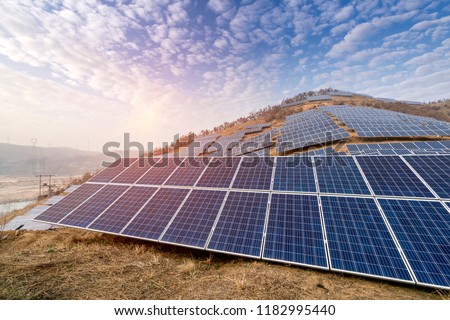 Solar panels energy modern electric power production technology renewable energy concept